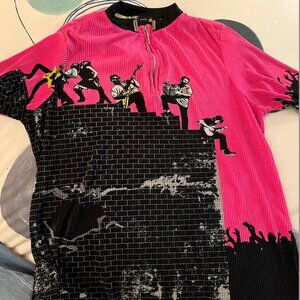 Jamie Sadock Punk Rock Hot Pink Black Golf Tennis shirt zip elbow sleeve